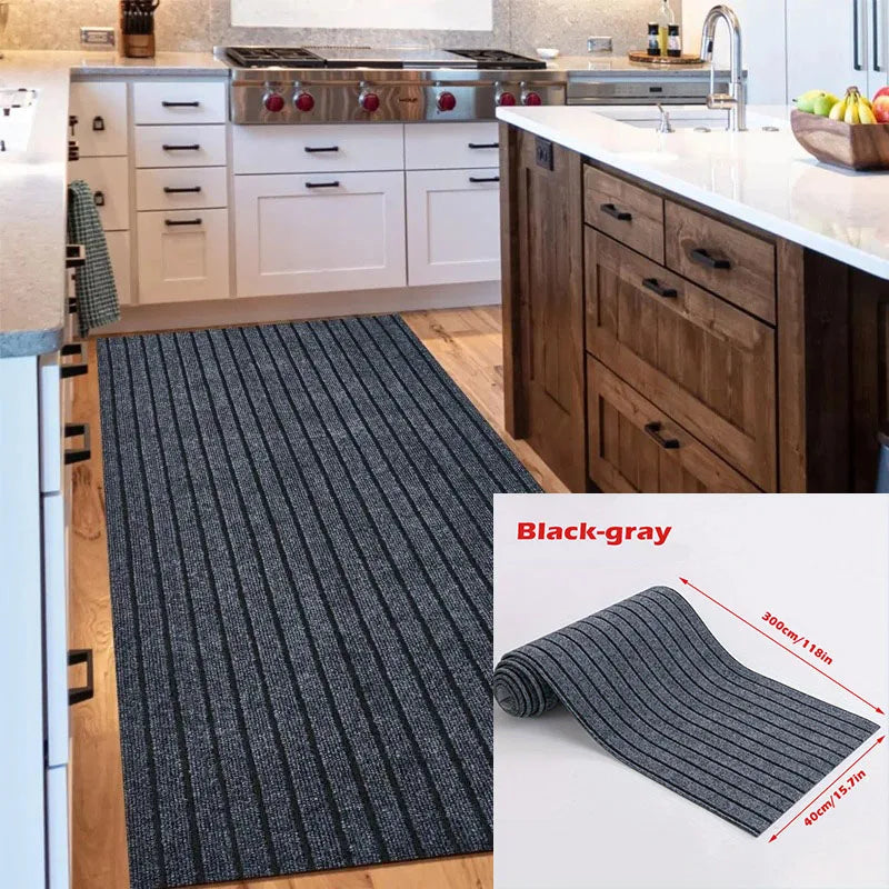 DIY Self-Adhesive Non-Slip Striped Floor Mat Roll 40 cm x 3 m (15.7 in x 9.8 ft) Kitchen Door Mat Runner Hallway Rug