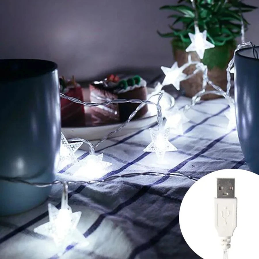 Star LED String Lights USB & Battery Operated Fairy Lights – 1.5m/3m/6m/10m (10/20/40/80 LEDs) Waterproof IP44 – Warm/Cool/Multicolor Party, Wedding & Patio Decor