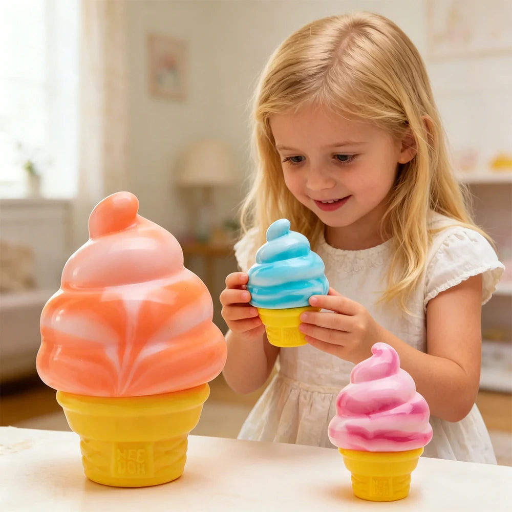 Surprise Ice Cream Cone Squishy Stress Relief Toy - Sensory Fidget, Party Favor & Home Decor