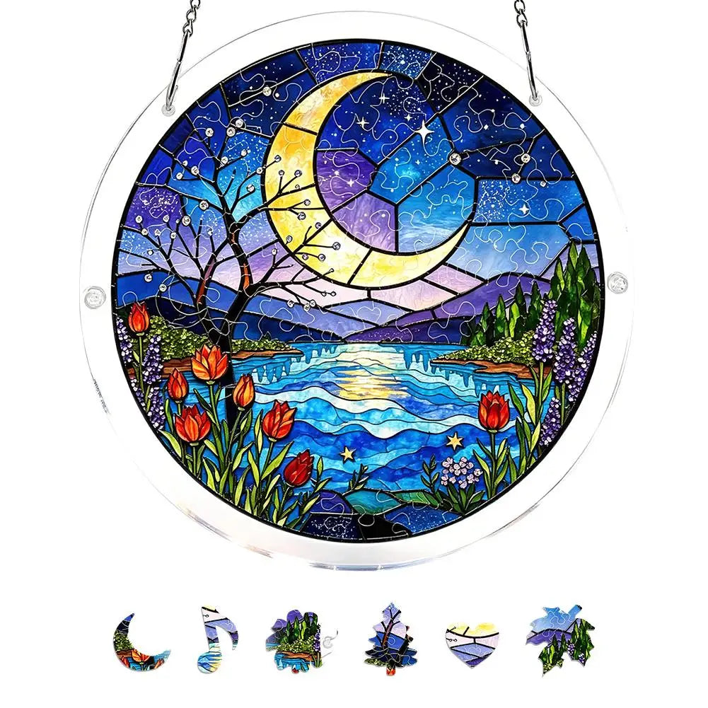 Acrylic Puzzle Suncatcher Window Hanging Stained Glass Style 7.1/7.9 in (18/20 cm) Garden & Home Decor