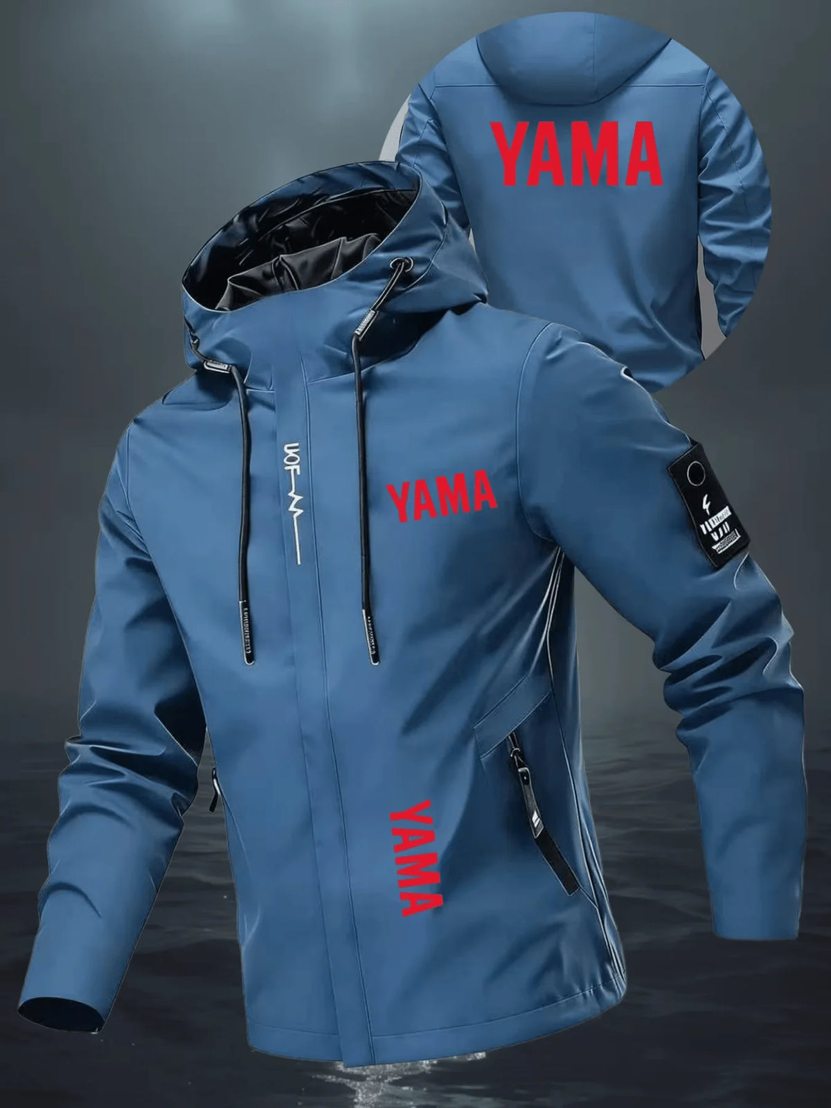 Men's Windproof Waterproof Motorcycle Jacket Loose-Fit Printed Zippered Jacket