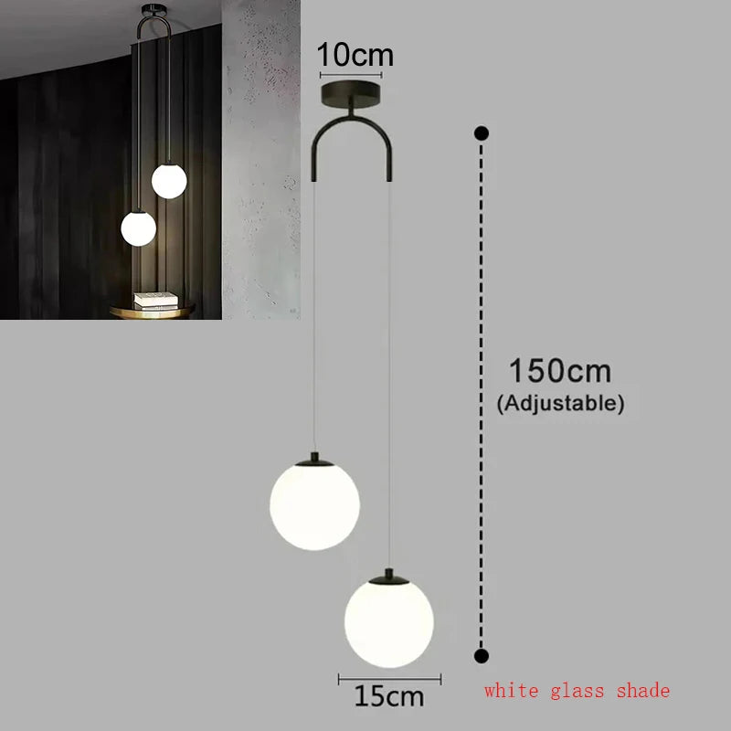 Modern Glass LED Pendant Light Chandelier – Indoor Ceiling Hanging Lamp for Living Room, Bedroom, Dining, Restaurant & Bar