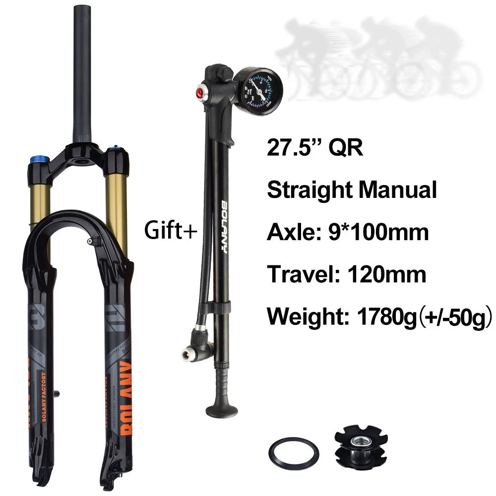 120mm (4.7in) Travel Mountain Bike Air Fork 27.5/29 in, 32mm (1.26in) Stanchion Magnesium Alloy Suspension - Orange