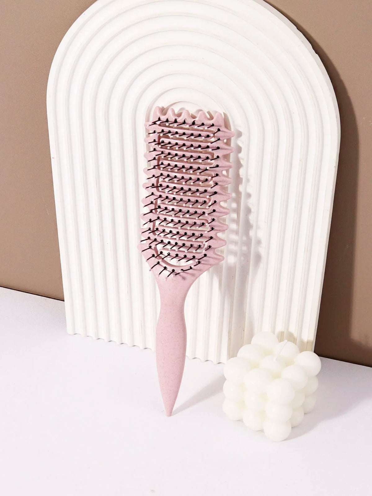 Curling Styling Brush Hollow Massage Comb with Nylon Bristles and ABS Handle for Human Hair Wigs
