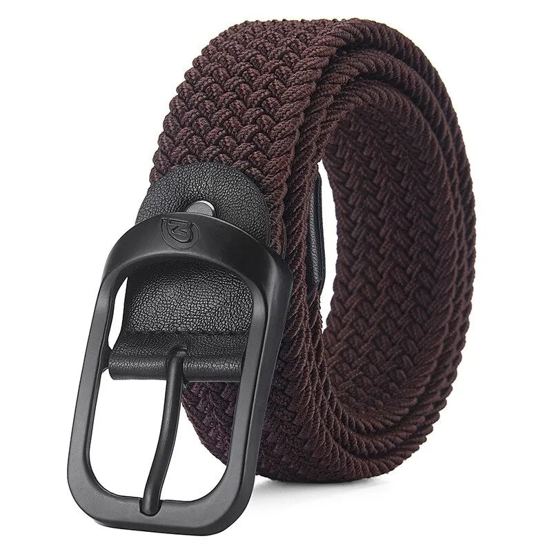 Woven Elastic No-Hole Belt – Unisex Stretch Adjustable Belt for Outdoor, Climbing & Work (3.3 cm / 1.3 in)