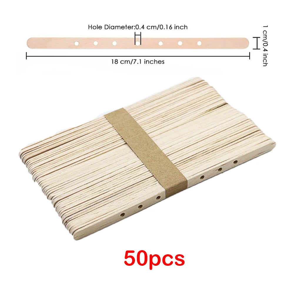 Pure Cotton Candle Wicks 100-Pack with Metal Wick Brackets & Silicone Punch Awl DIY Candle Making Kit