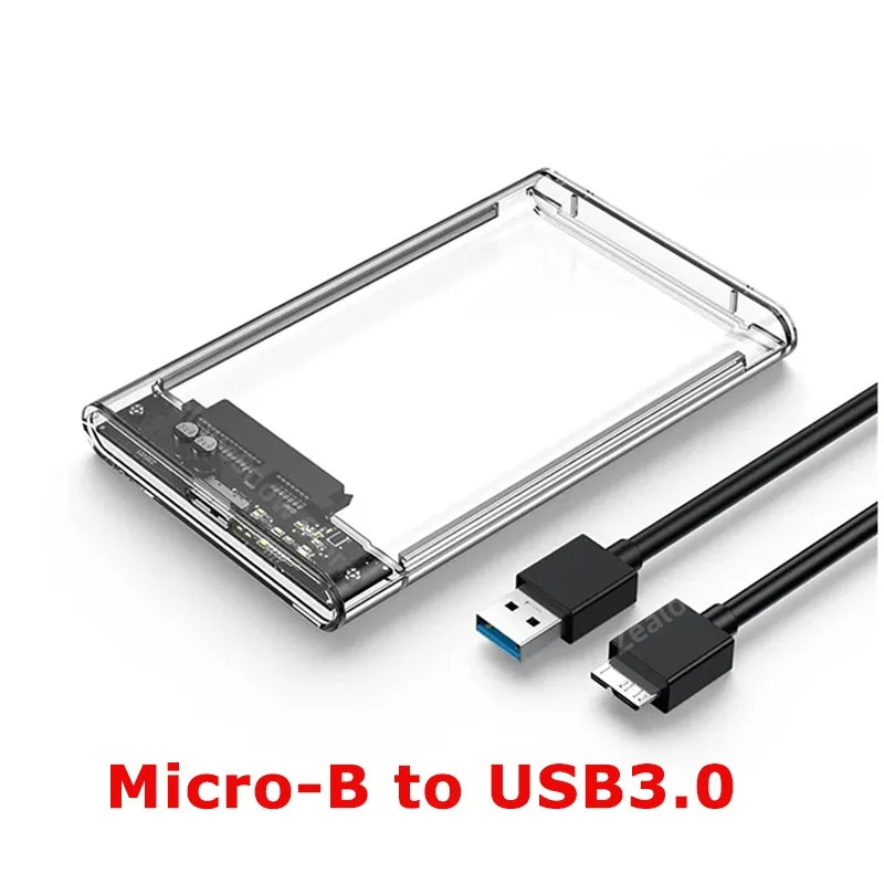 USB 3.0 2.5-Inch (63.5 mm) Transparent HDD/SSD Enclosure — SATA to USB 5Gbps, Tool-Free