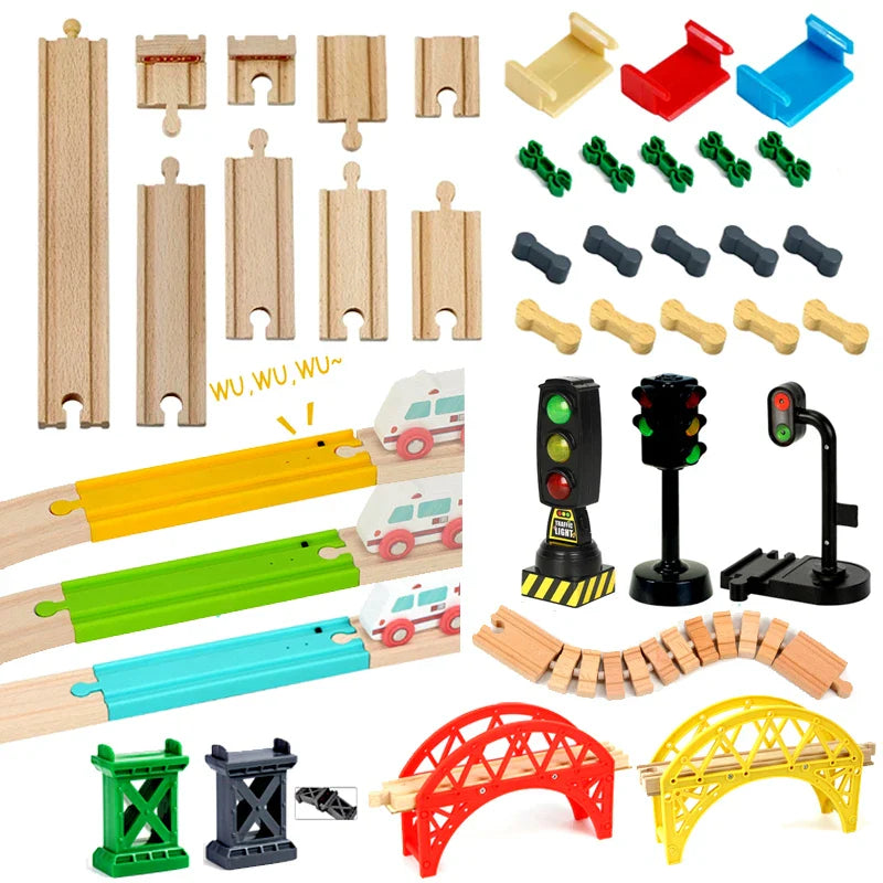 1-Piece Wooden Train Track Accessory – Compatible Railway Piece for Kids Wooden Train Sets, Educational Toy