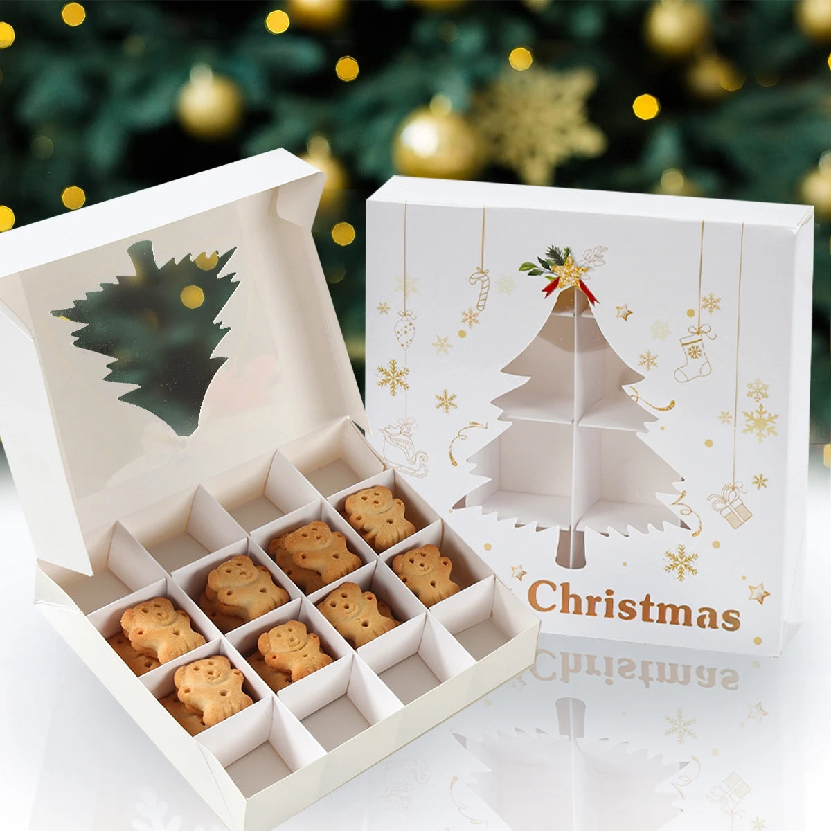 Christmas Kraft Candy & Cookie Gift Box for Holiday Treats
