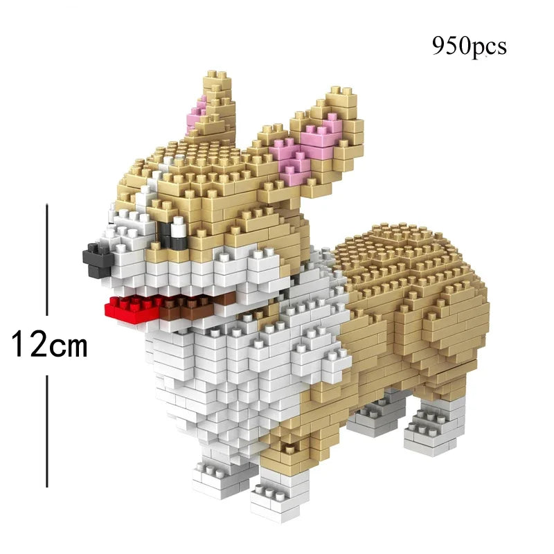 Corgi Micro Mini Building Blocks Kit — DIY Cute Corgi Dog Brick Model, ABS Display Gift