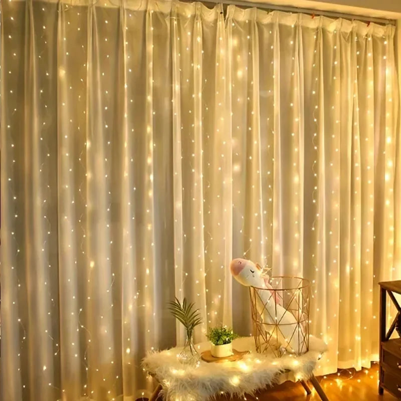 LED Fairy Curtain String Lights 8-Mode Remote USB Festoon for Christmas and Holiday Home Decor