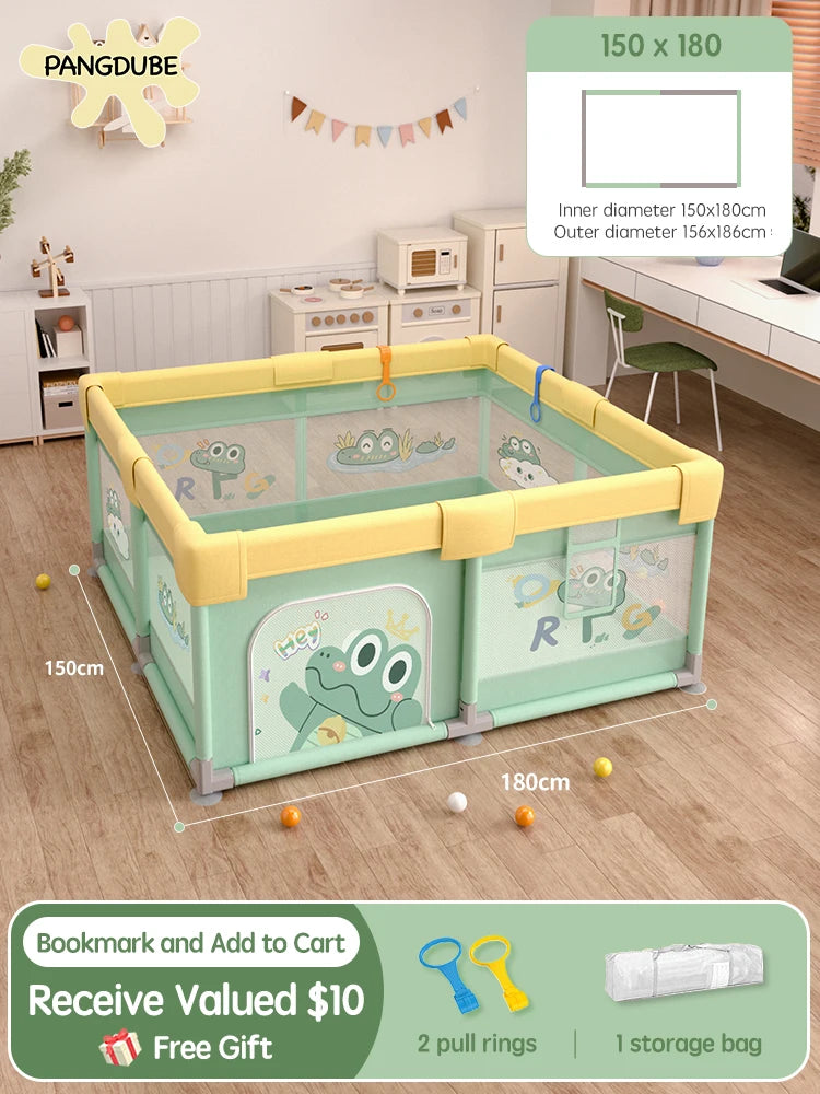 Panda Baby Playpen Kids Play Fence & Activity Gym — 4 Sizes (59×70, 59×78, 70×78, 78×78 in | 150×178–198×198 cm)