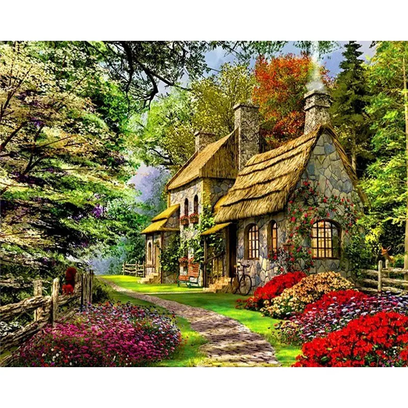 Paint-by-Number Landscape Canvas Kit for Adults — DIY Acrylic Painting Set with Brushes, Paints & Hangers, Multiple Sizes (40×50 cm / 15.7×19.7 in; 50×65 cm / 19.7×25.6 in; 60×75 cm / 23.6×29.5 in)