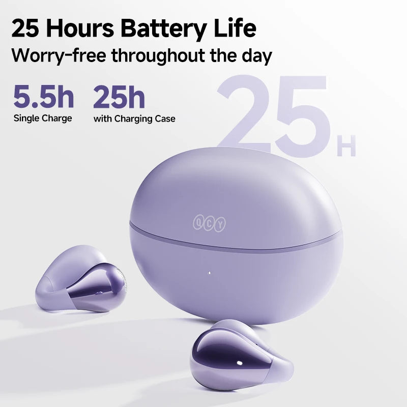 Open-Ear Ear Clip Bluetooth 5.4 Wireless Sports Earbuds – Dual-Connection, IPX4, 25H Battery