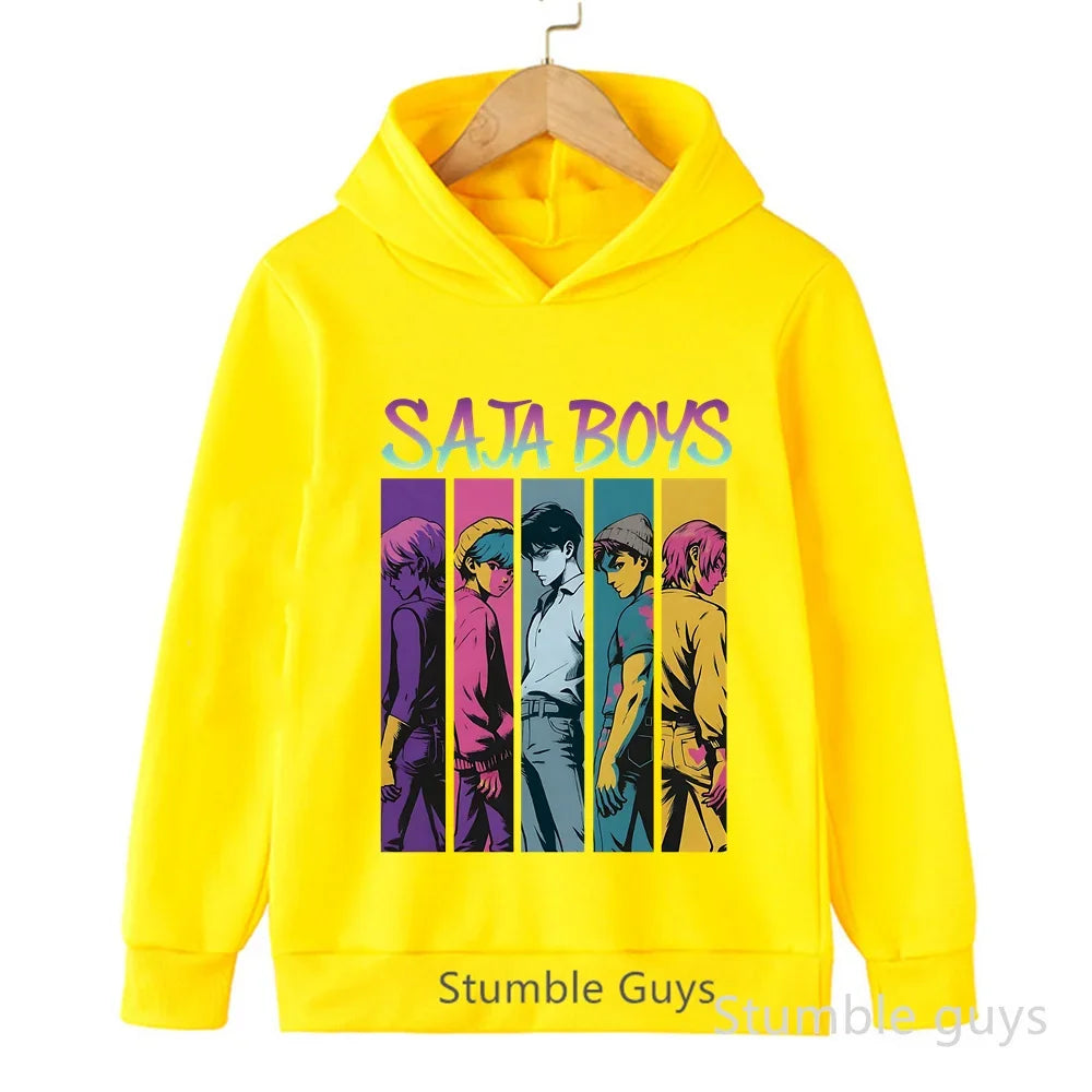 Kids Anime Demon Hunters Hoodie - K-Pop Style Warm Casual Sweatshirt for Boys & Girls