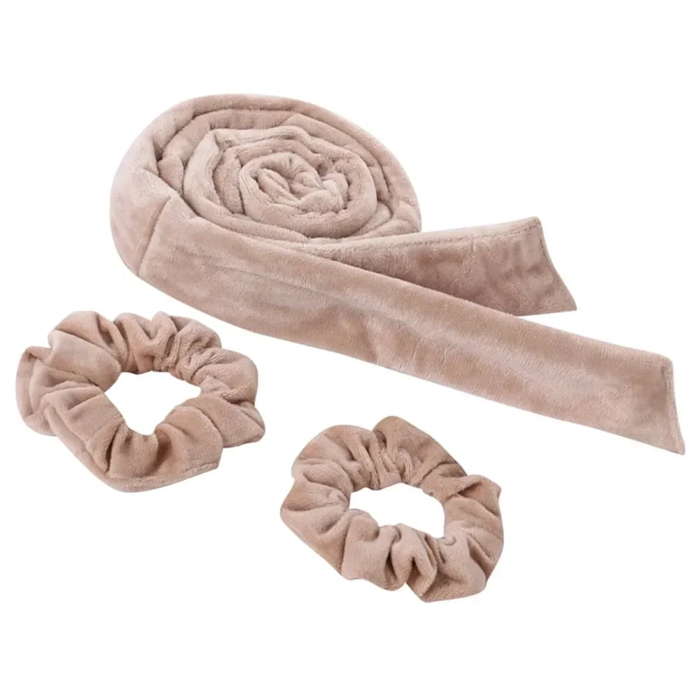 Heatless Curling Headband Soft Velvet No-Heat Hair Rollers Overnight Sleep-In Curling Rod with Hair Ties
