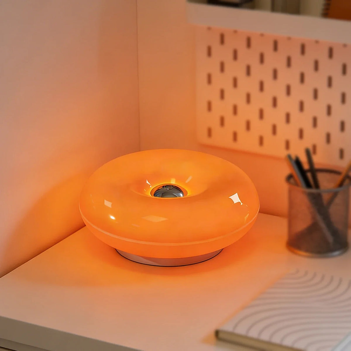 Donut LED Table Lamp Dimmable Warm Ambient Night Light for Bedroom, Kids Room & Home Decor