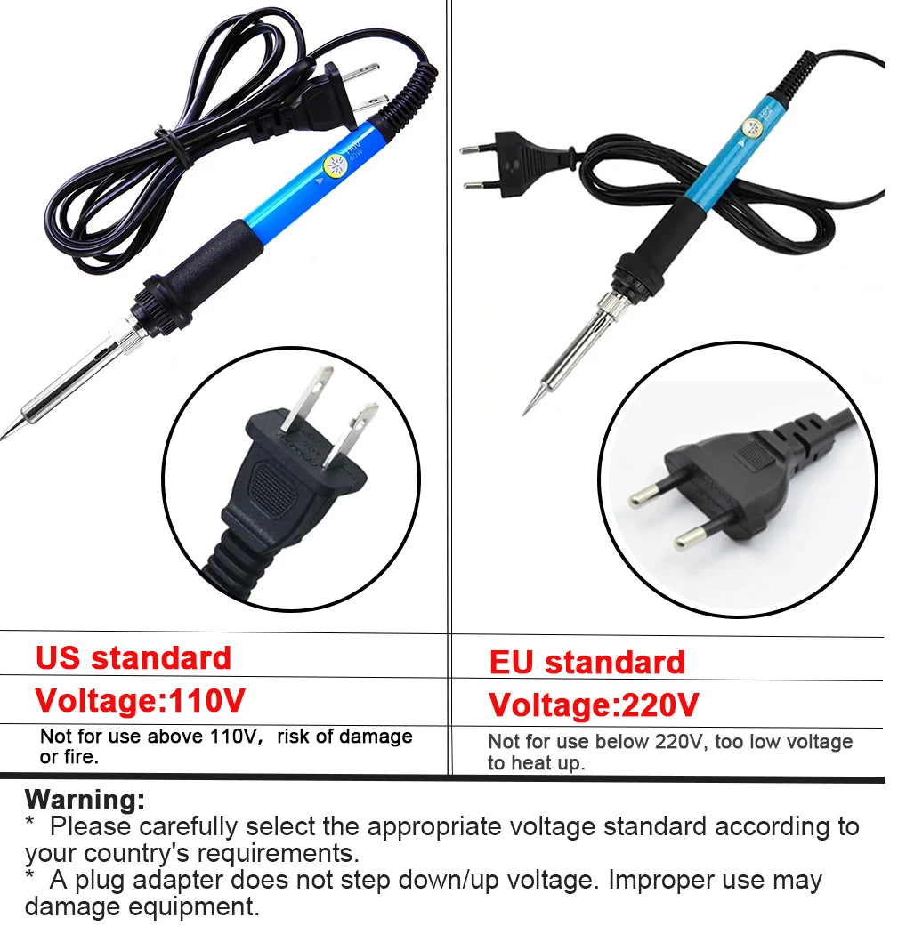Adjustable Temperature 60W Electric Soldering Iron with Interchangeable Tips - Precision Soldering Repair Tool