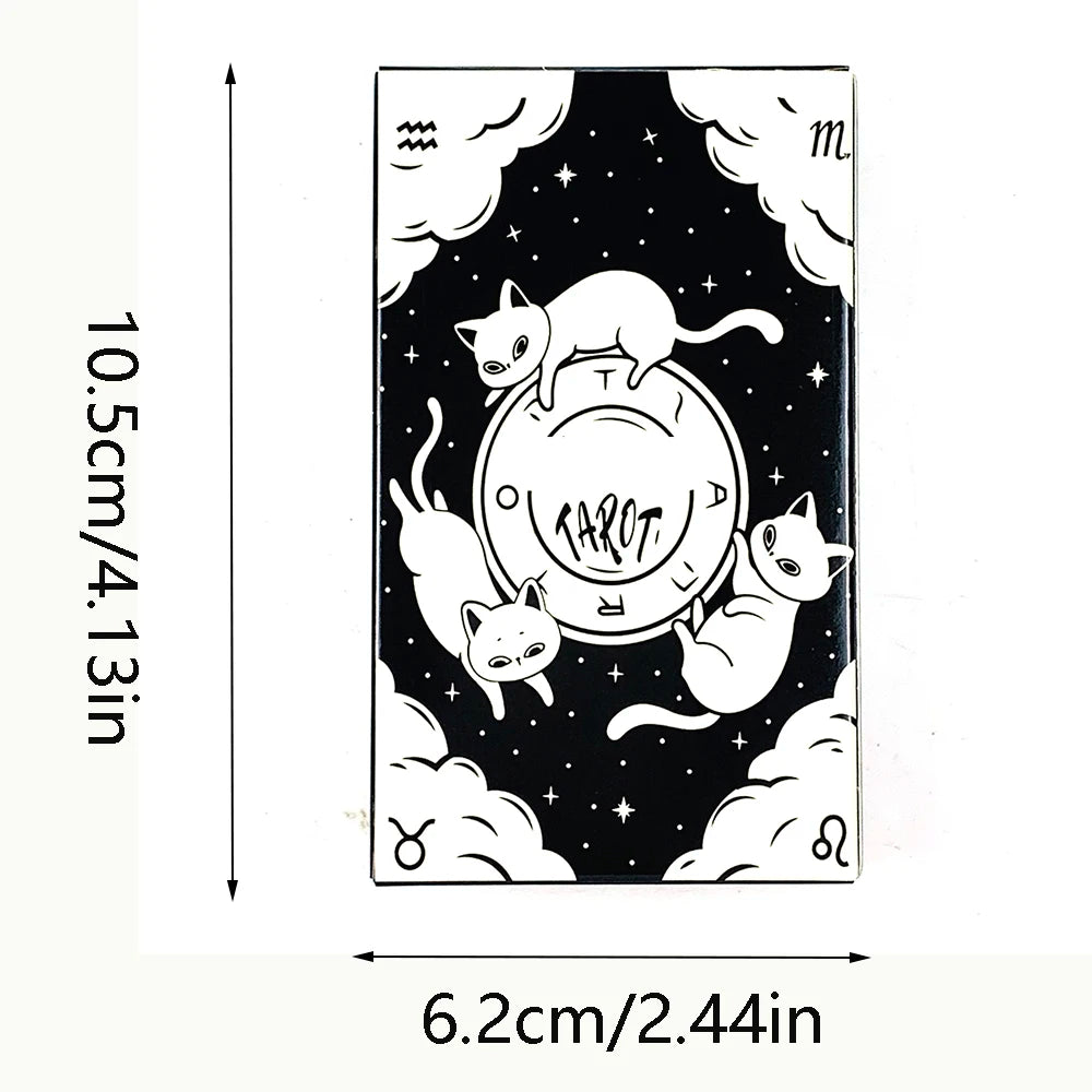 Cute Cat Tarot Deck 78-Card Oracle & Divination Cards with English Guidebook, Family Party Playing Cards