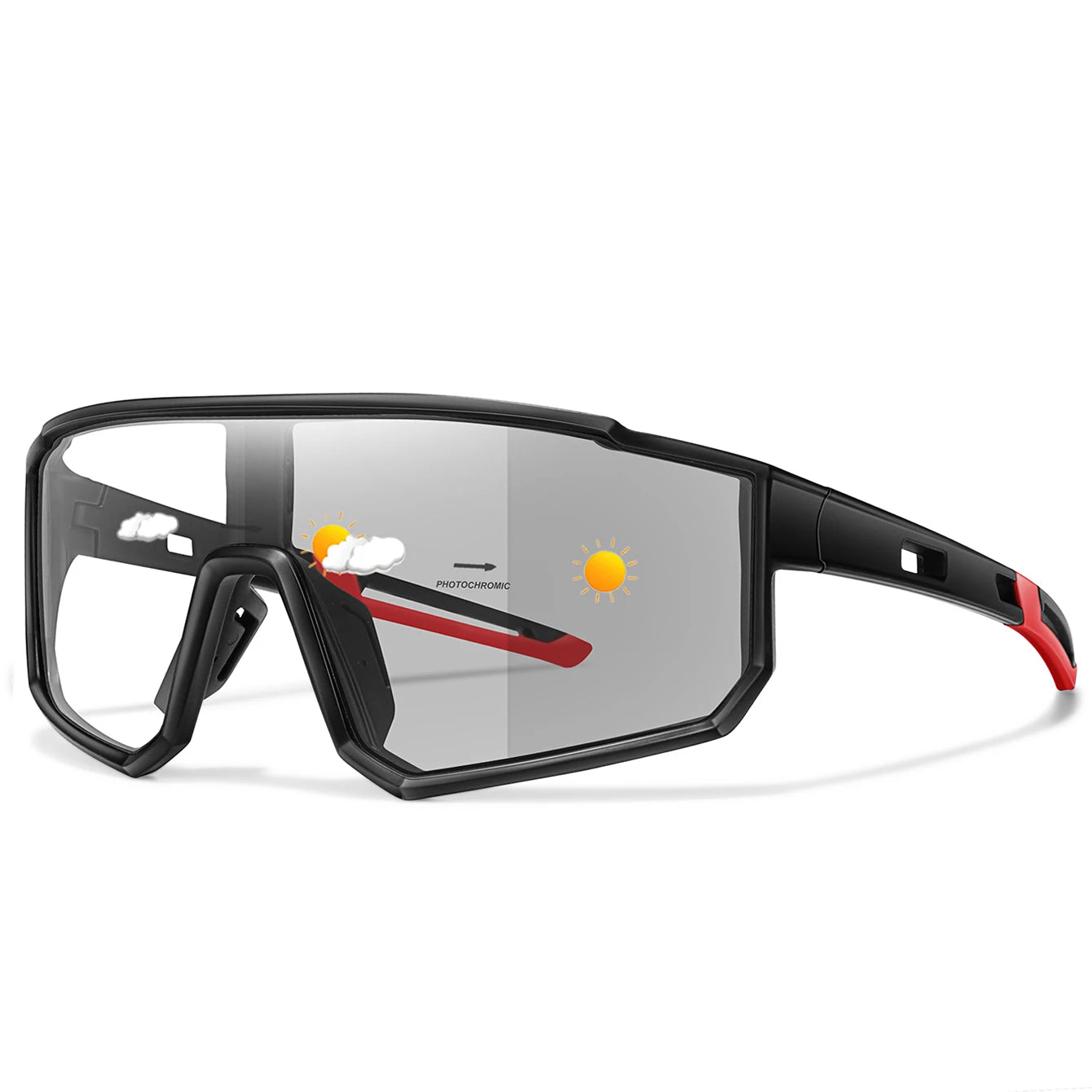 Unisex Photochromic Road Bike Sunglasses - Polycarbonate Lenses, 142 mm (5.6 in) W x 58 mm (2.3 in) H