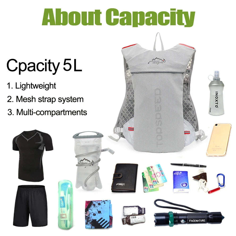 5L Ultralight Hydration Running Vest Backpack – Breathable Trail & Marathon Jogging Pack, Unisex
