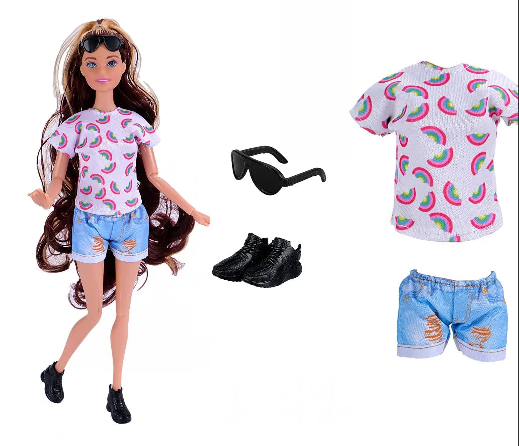 30cm Doll Clothes 1-Set Pink Fashion Outfit - Tops, Skirt, Shoes & Necklace for 11–11.8 in Dolls (BJD, Fashion Dolls)