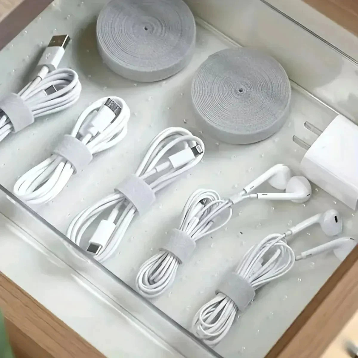 Hook and Loop Cable Ties – Reusable Wire Organizer for USB, Earphones & Mouse Cords