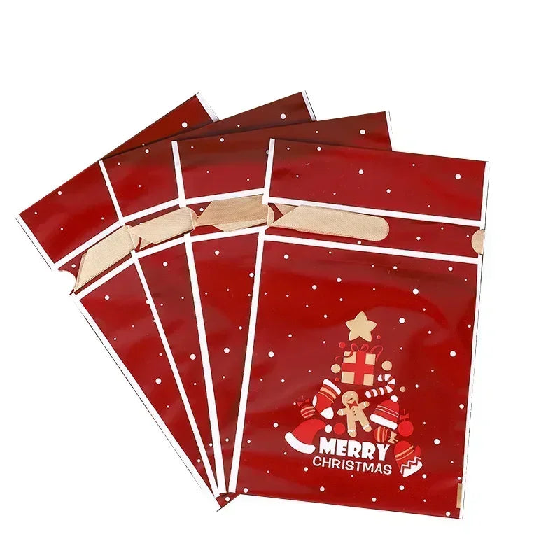20/50-Pack Christmas Plastic Santa Gift Bags – Candy Packaging & Xmas Party Favor Bags