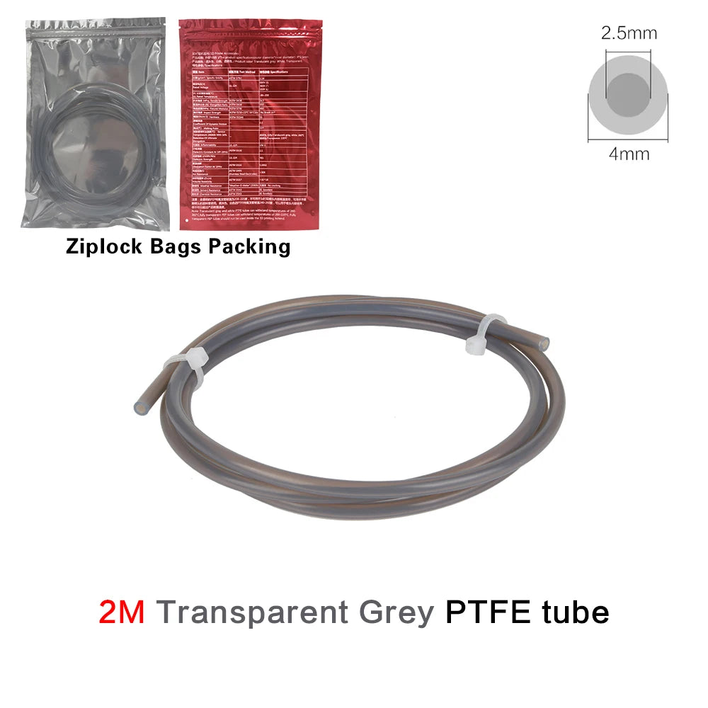 PTFE Bowden Tube for 1.75mm Filament – 2.5mm ID x 4mm OD (0.098 in x 0.157 in) Extruder Feed Tube for Mini 3D Printers