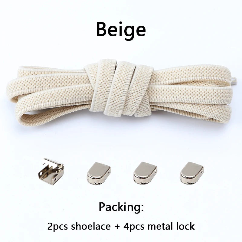 No-Tie Elastic Shoelaces with Metal Buckles – 1 Pair Quick Laces, One Size Fits All for Adults & Kids (105 cm / 41.3 in)