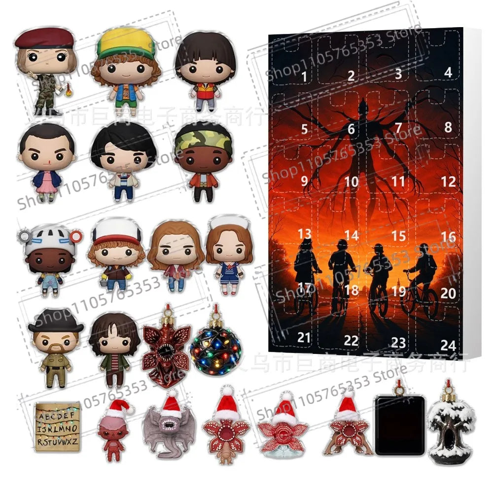 Stranger Christmas Advent Calendar Set – 2D Acrylic Ornament Collectible Fan Bundle for TV Show Fans