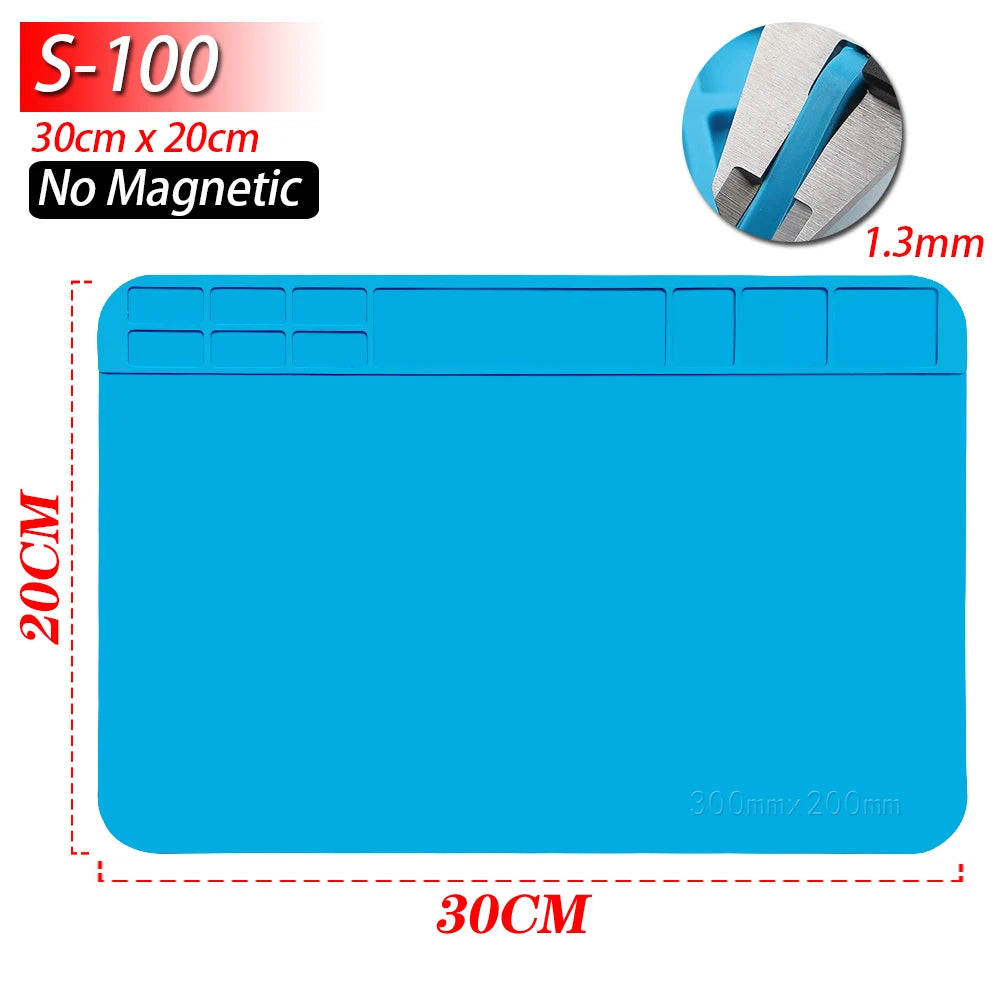 Silicone Soldering Work Mat Heat-Resistant to 932°F (500°C) Anti-Static Magnetic Repair Mat for Electronics, Phones, Laptops & Watches