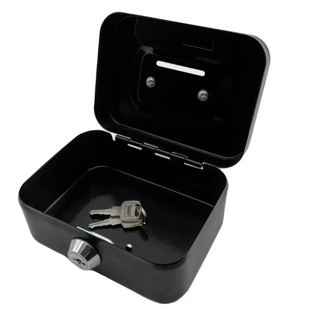 Metal Key Lock Cash Box with Handle – Small Lockable Money Organizer for Kids, 4.5 x 3.35 x 2.28 in (11.5 x 8.5 x 5.8 cm)