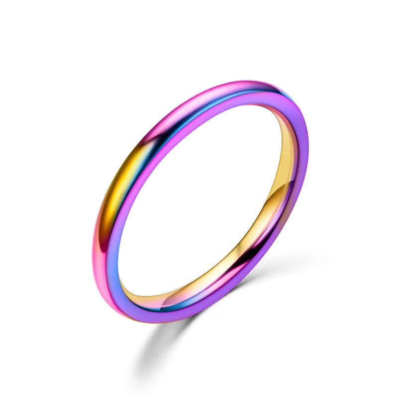 2mm (0.08 in) Rose Gold Stainless Steel Thin Band - Minimal Stackable Women's Wedding Ring Gift