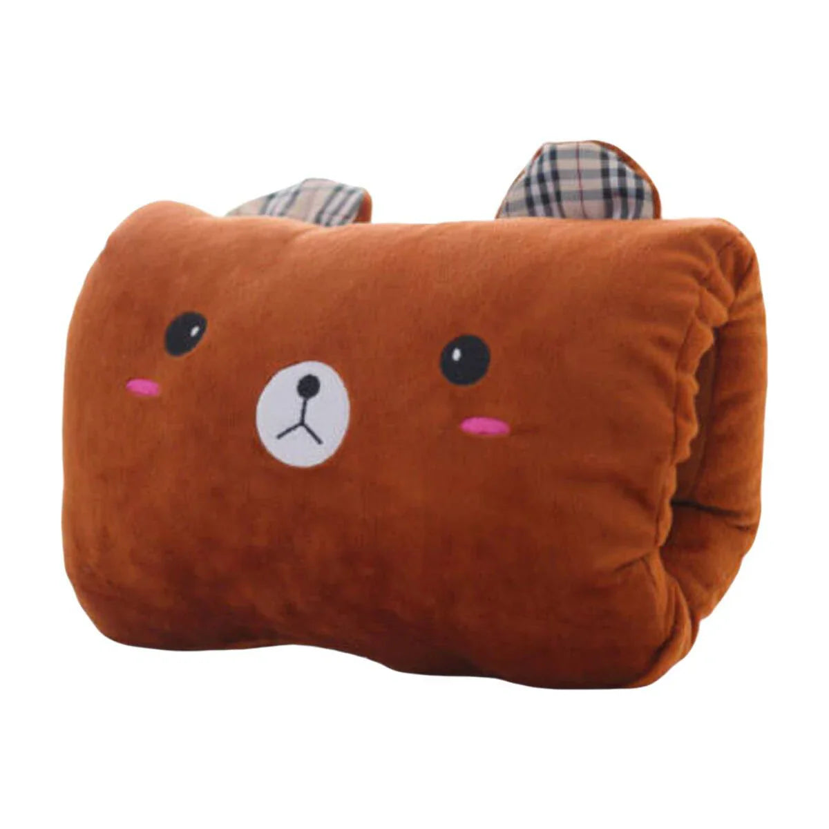 Pink Bear Plush Hand Warmer Pillow – Cartoon Nap Cushion with Hand Pockets for Kids & Adults