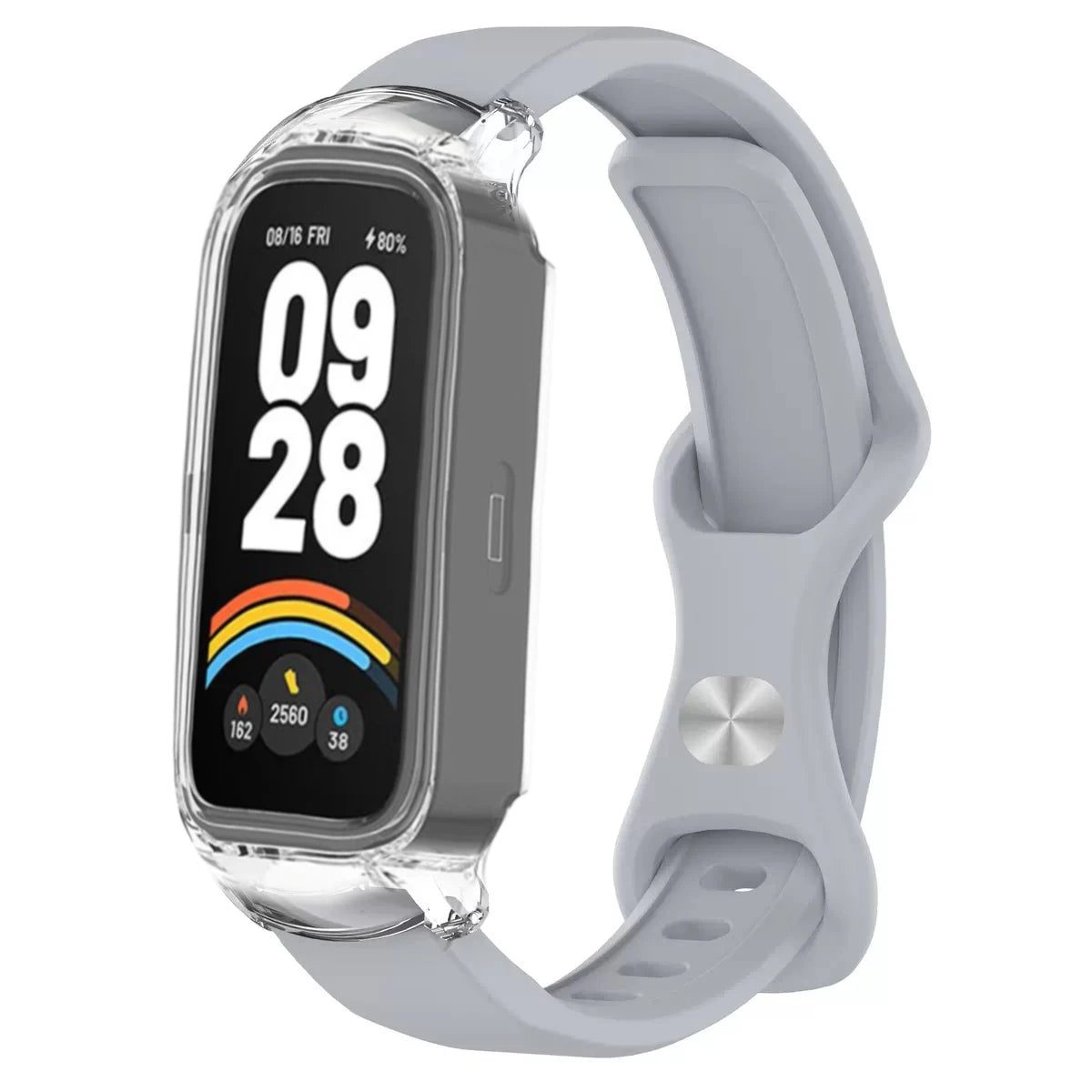 Silicone Watch Band and PC Protective Case for Smart Fitness Trackers - Unisex Replacement Strap