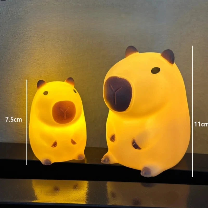 Capybara Silicone Night Light — Cute Cartoon LED Bedside Lamp for Kids, Nursery & Gifts