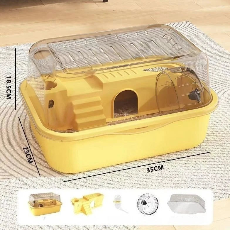 Large Chew-Proof Hamster Cage with Openable Top and Acrylic Panels – Solid Small Pet Habitat