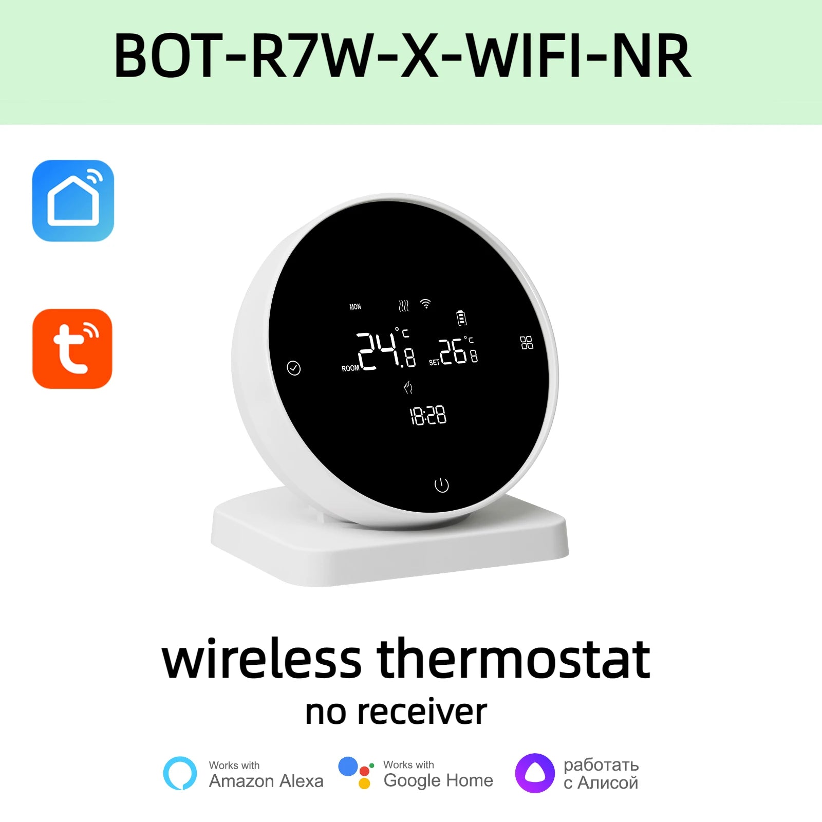 8-Zone Wireless Thermostat Hub – Central Heating Controller for Underfloor Heating, Boiler & Pump Control (Tuya/Smart Life, Alexa, Google Home)