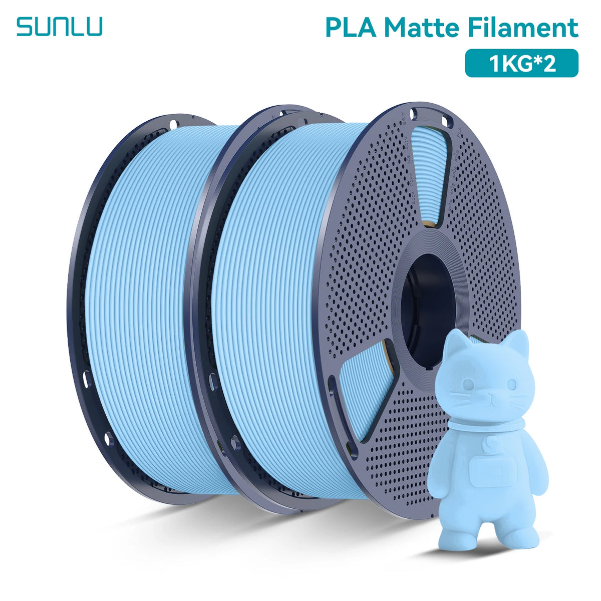 PLA Matte Filament 1.75mm 1kg Spool (2.2 lb) 2-Pack, Matte Finish Neatly Wound for FDM 3D Printers