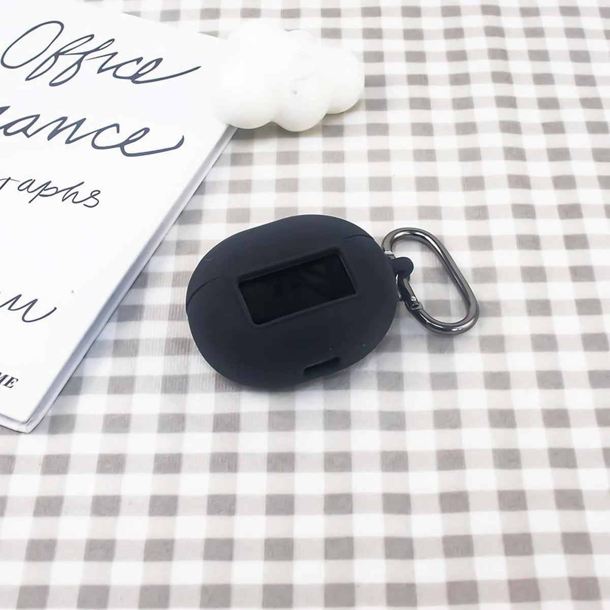 Silicone Shockproof Earbud Case with Carabiner - Anti‑Slip Protective Cover for True Wireless Charging Case