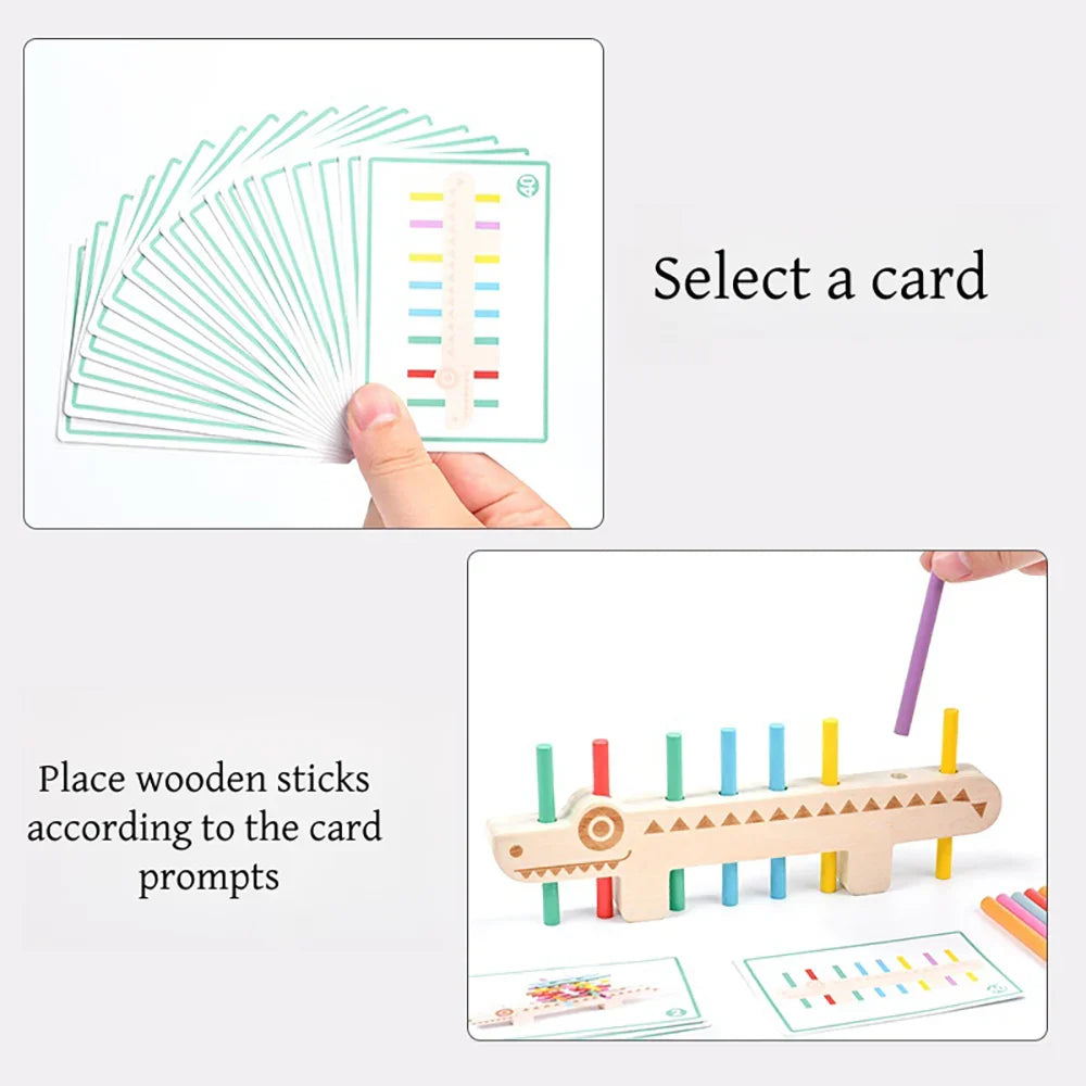 Wooden Montessori Color Matching Stick Game for Toddlers – 55 Double-Sided Cards | Fine Motor & Balance Toy Ages 3-6