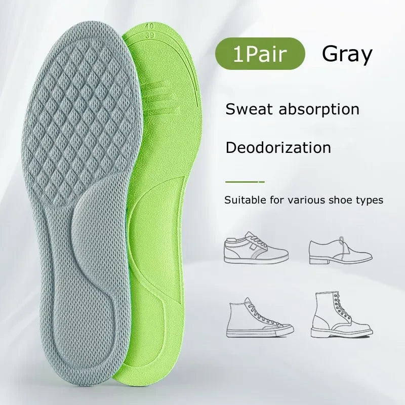 Summer Breathable Deodorant Sports Insoles – Sweat‑Absorbing, Shock‑Absorbing Shoe Inserts, Trim‑to‑Fit EU 35–46 (235–285 mm)