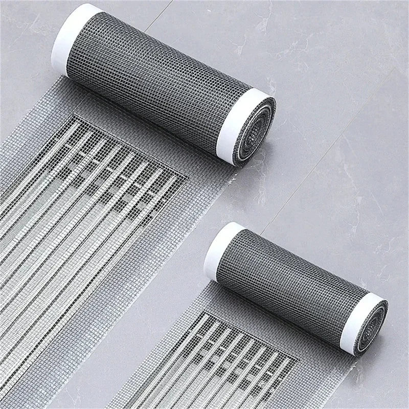 Cut-to-Size Self-Adhesive Drain Hair Catcher Mesh Filter - Disposable Bathroom & Kitchen Sink Protector