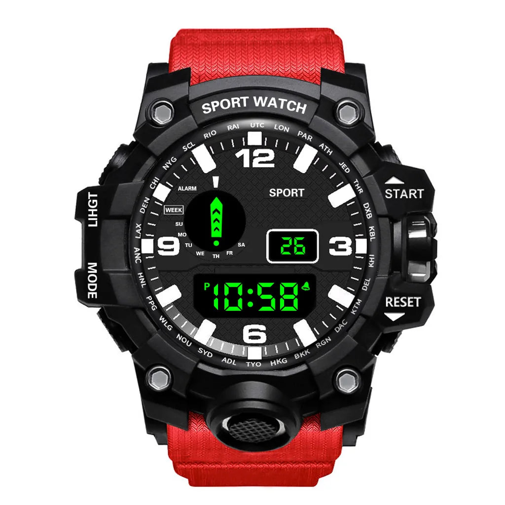 Men's Sports Digital Watch - Large 55mm Dial, Waterproof 3ATM (30M), Luminous Alarm & Stopwatch