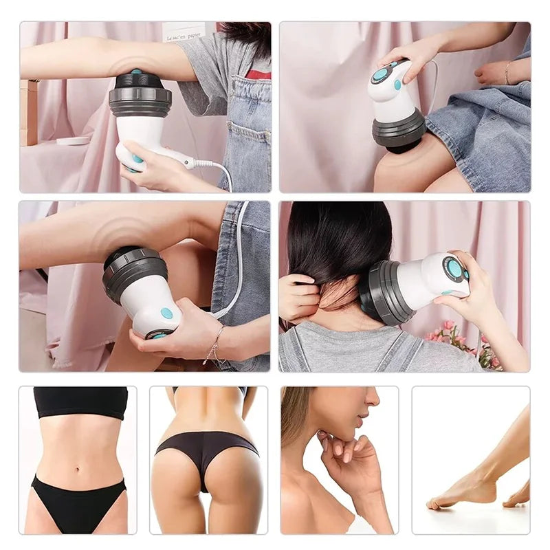 Portable Handheld Electric Body Massager - Anti-Cellulite Vibration Slimming Tool for Neck, Waist & Back