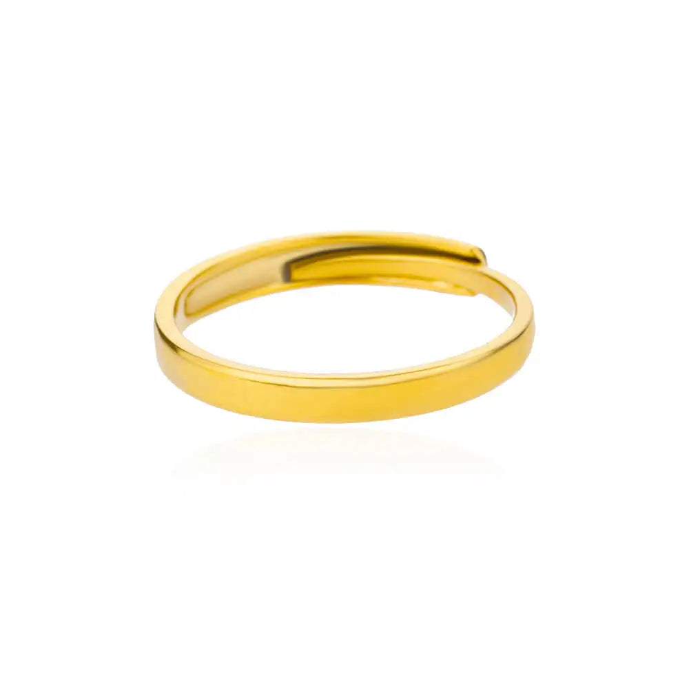 316L Stainless Steel Gold-Tone Women's Ring – Hypoallergenic Classic Tension-Set Wedding & Couple Ring