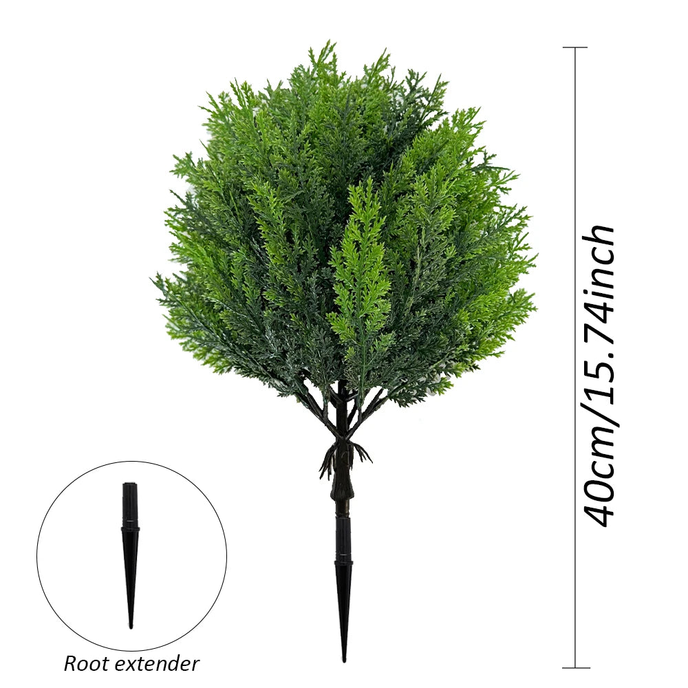 Artificial Cypress Topiary with Ground Spike – UV Resistant Faux Cedar Shrub for Front Porch & Outdoor Decor