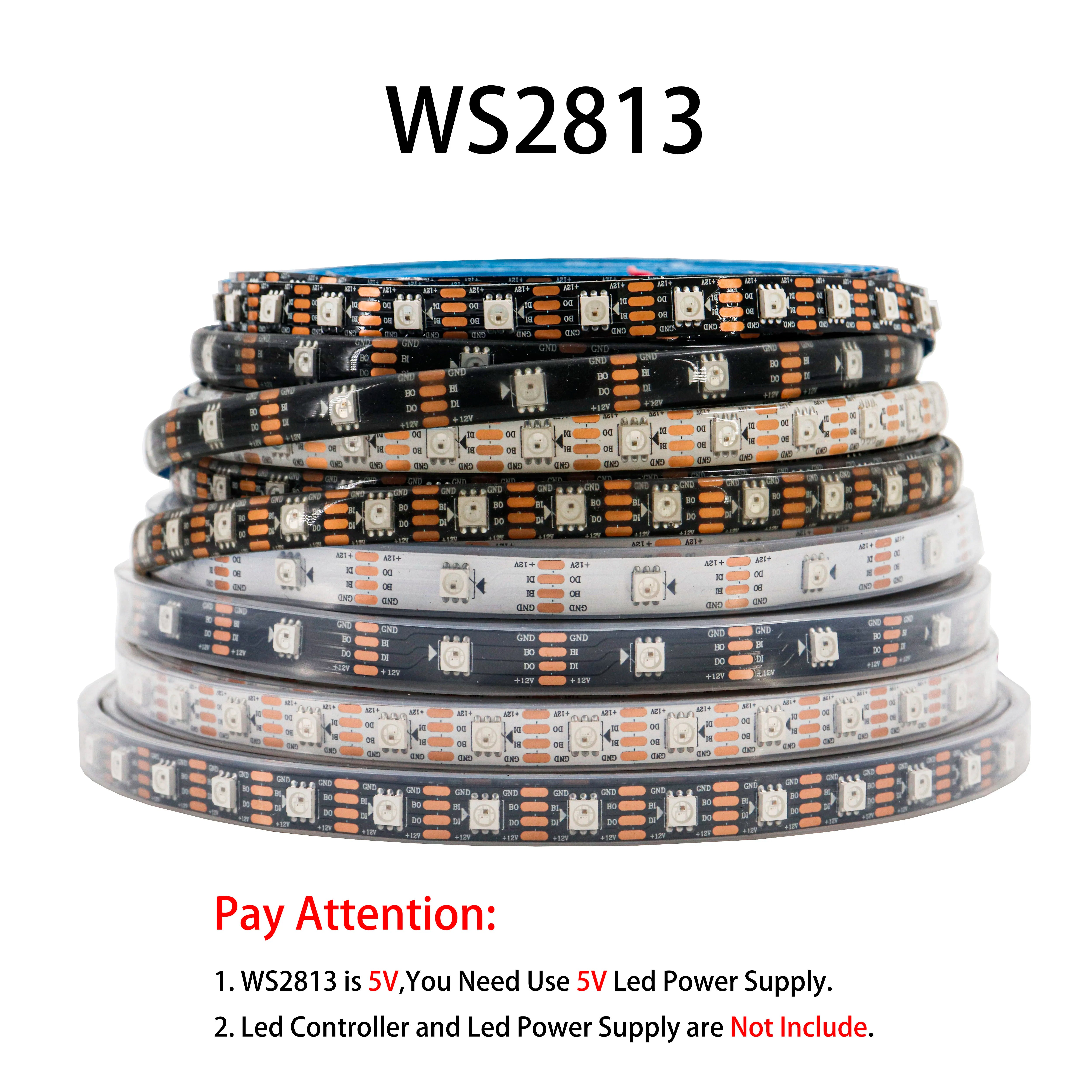 5050 RGB Addressable LED Strip Lights – Individually Addressable 30/60/144 LEDs per Meter, Smart RGB Tape, 5V/12V DC, IP30/IP65/IP67