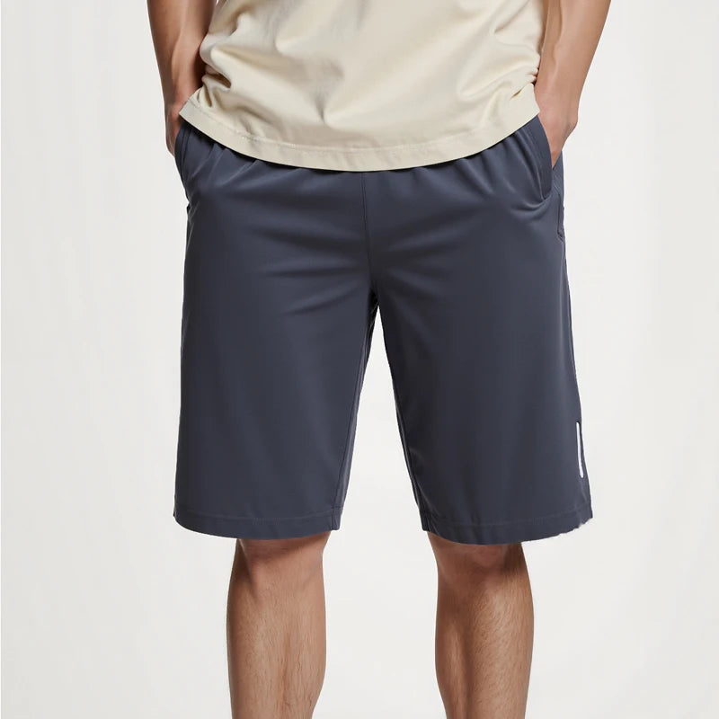 Men's Quick-Dry Athletic Shorts - Breathable Running and Gym Board Shorts with Zipper Pockets